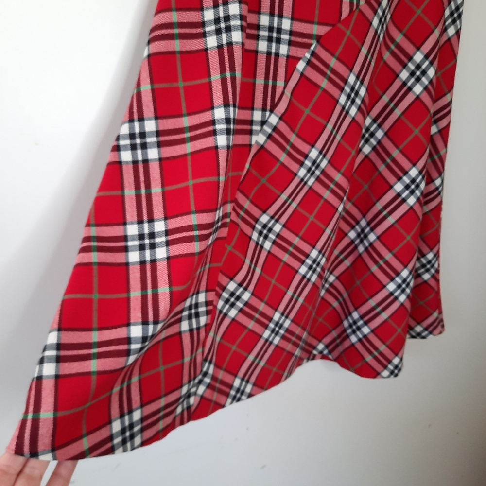 Hanna Anderson Red Plaid ALine Skirt Lined Womens Size Small Christmas Winter - Picture 11 of 15